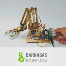 Load and play video in Gallery viewer, arduino robot arm barnabas robotics wood
